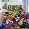 Fashion Hip Hop Angry Geometry Dash Bedding Set Single Twin Full Queen King Size Bed Set Kids Bedroom Duvetcover Sets Bed Sheet