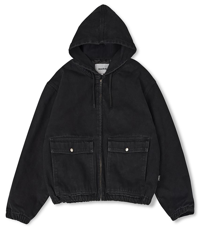 Markm Denim Quilted Zip-Up Hoodie In Black (Mjmah6010)