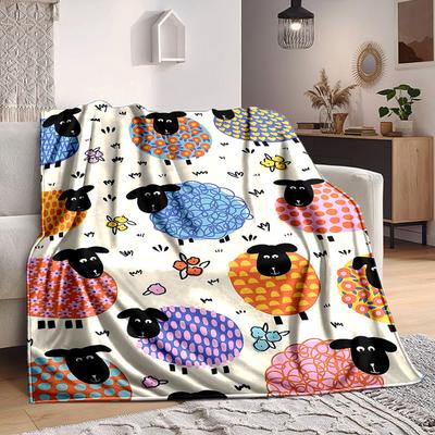 1pc Sheep Pattern Blanket Warm, Cozy, And Soft, Suitable for Sofas, Beds, Cars, And Office Use.Perfect for Camping And Travel, Making It a Great Gift