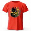 Spring Literature Clear Black Cat Printed Cotton T-shirt for Men Fashion Casual Plus Size Loose Short Sleeve Soft Top