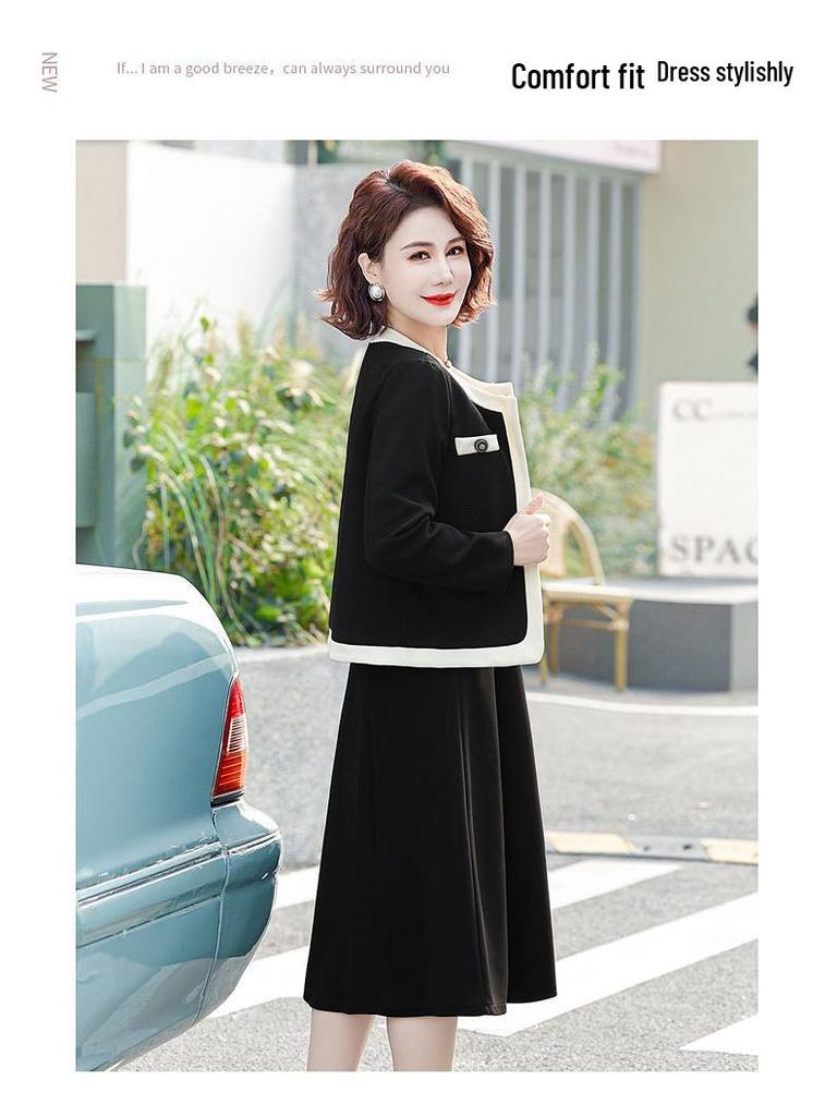 2025 Little Fragrance Style Spring-Autumn Two-Piece Set for Middle-Aged Women