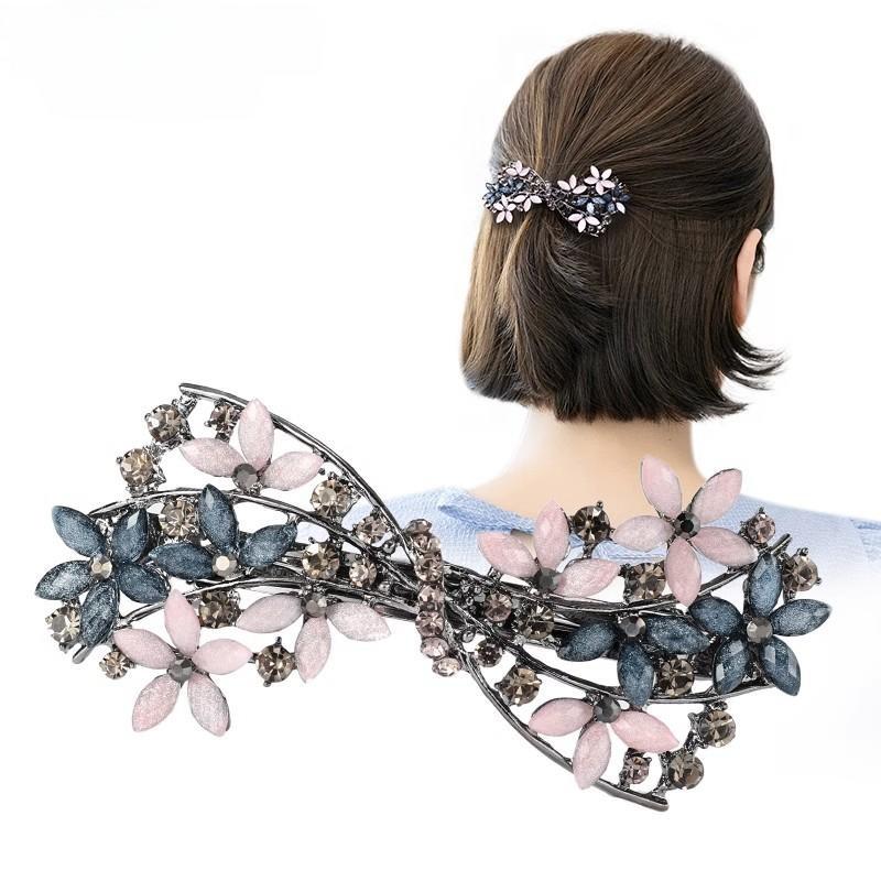 Rhinestone Retro Spring Hair Clip, Korean Style Bangs and Ponytail Accessory
