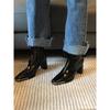 Simple High-end Foreign Style Square Head Side Zipper Thin Boots Winter New British Style Thick Heel Black Small Short Boots Women