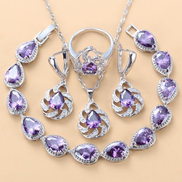 

Серьги-подвески с синим сапфиром, ожерелье и кольцо, женский комплект 10