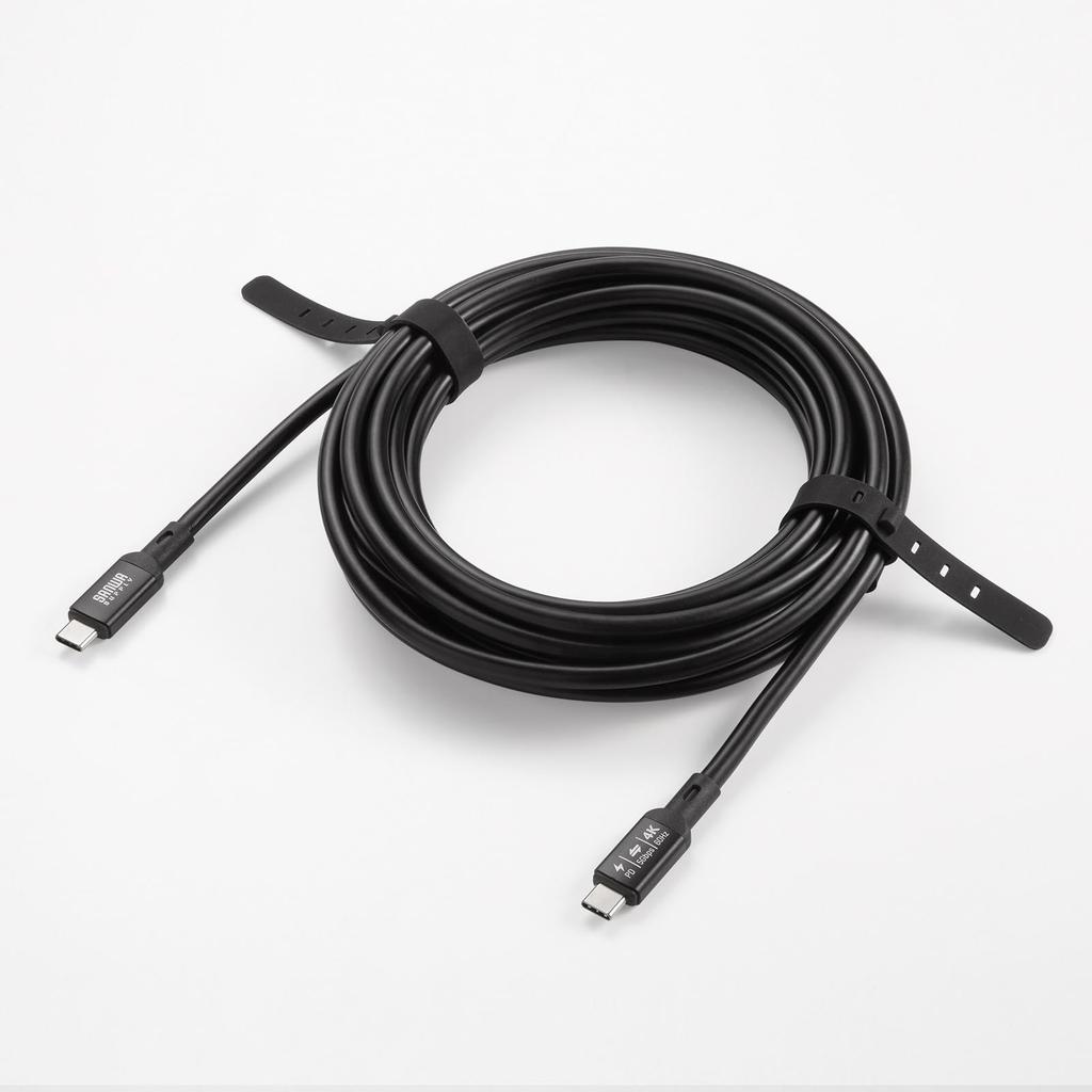 Sanwa Supply USB 5Gbps Cable DP Alt Mode Type-C (PD75W, Compatible, 5m) KU-5GCCP7550
