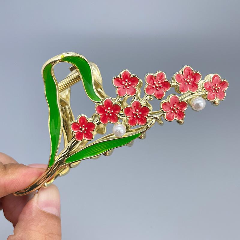 Stilig Fresh Temperament Oil Drop Floral Metal Shark Hair Clip