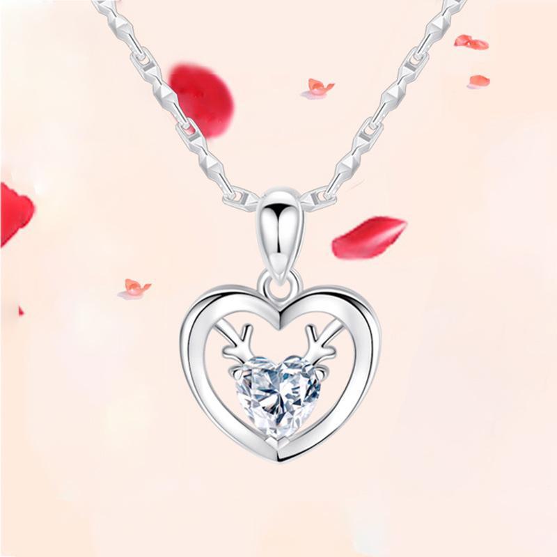 925 Sterling Silver Deer Pendant Necklace - Trendy Women's Clavicle Jewelry, Perfect Christmas or Birthday Gift for Girlfriend