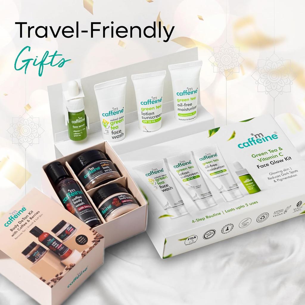 mCaffeine Body Care Gift Set for Women & Men with Berries Body Wash, Scrub & Butter – Hydrating Skin Kit