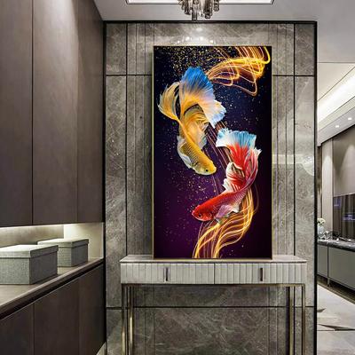 Abstraktné zlaté rybky Plagáty a obrazy Obraz na plátne Nordic Luxury Gold Lines Nástenné obrazy pre interiér Cuadros Home Decor