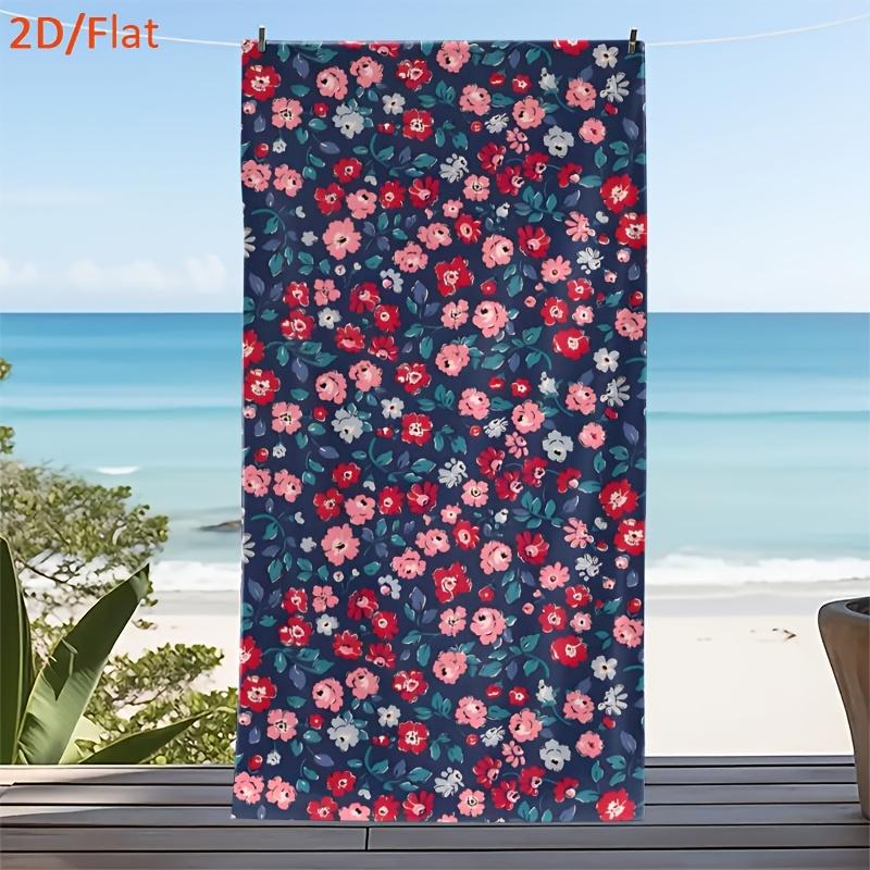

1pcs Vibrant Navy Ditsy Flower Print Beach Towel, Soft Quick Dry Oversized Bath Towel, Boho Aesthetic Summer Accessory W40*H60(CM)