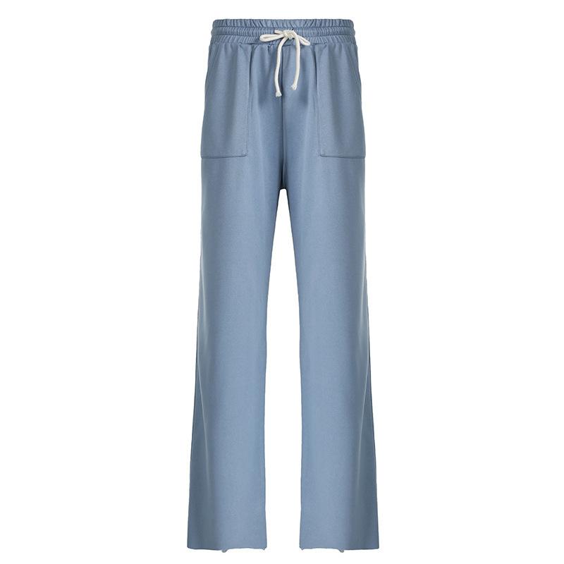Women's Autumn Loose Solid Color Long Drawstring Elastic Waist Casual Pants
