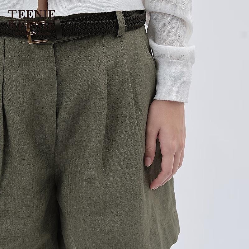 Teenie Weenie Women's Linen Blend Casual Wide-Leg Shorts