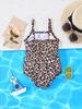 Girls One Piece Swimsuit Leopard Print Lily Flower Summer Swimwear Fashion Kids Bathing Suit Holiday Outfit