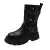 2025 Autumn and Winter New British Style Thick-soled Thin Boots Trendy Belt Buckle Locomotive Boots Medium Tube Martin Boots Women