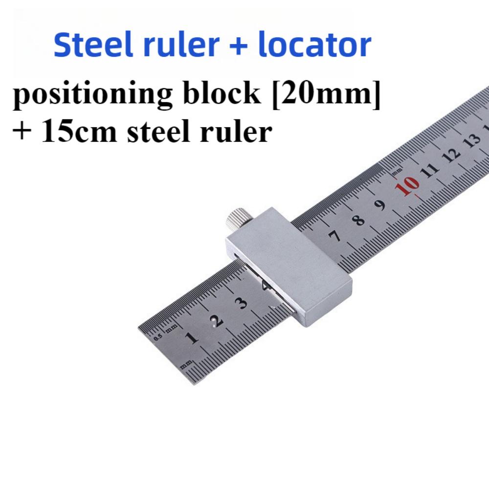 Stainless Steel Ruler Positioning Block 15/20/30/40cm Steel Ruler Scribing Limiter for Woodworking