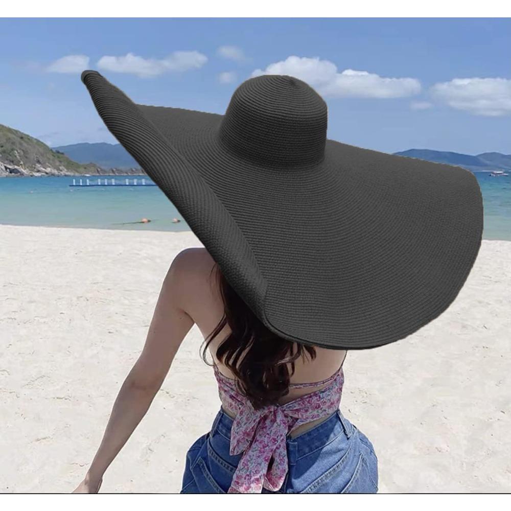 Oversized Beach Straw Hats for Women Floppy, Extra Large Sun Visor Hat Wide Brim Summer Roll Up Big Beach Hat Women Foldable