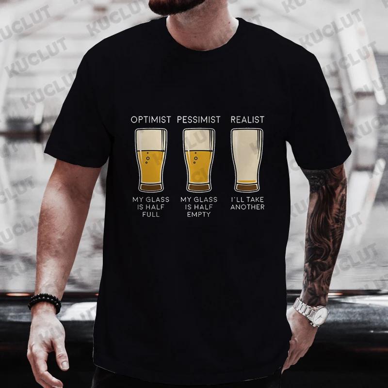 

Beer Drinker Optimist Realist Shirt Harajuku T Shirt Funny Men Clothing Graphic T Shirt Mens Clothes Unisex Shirts Chemise Homme S