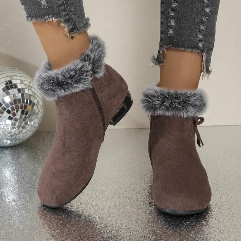 Bottes de mode femmes fourrure hiver chaud bottines pointues sexy strass décoration fermeture éclair femmes bottes chaussures féminines confortables
