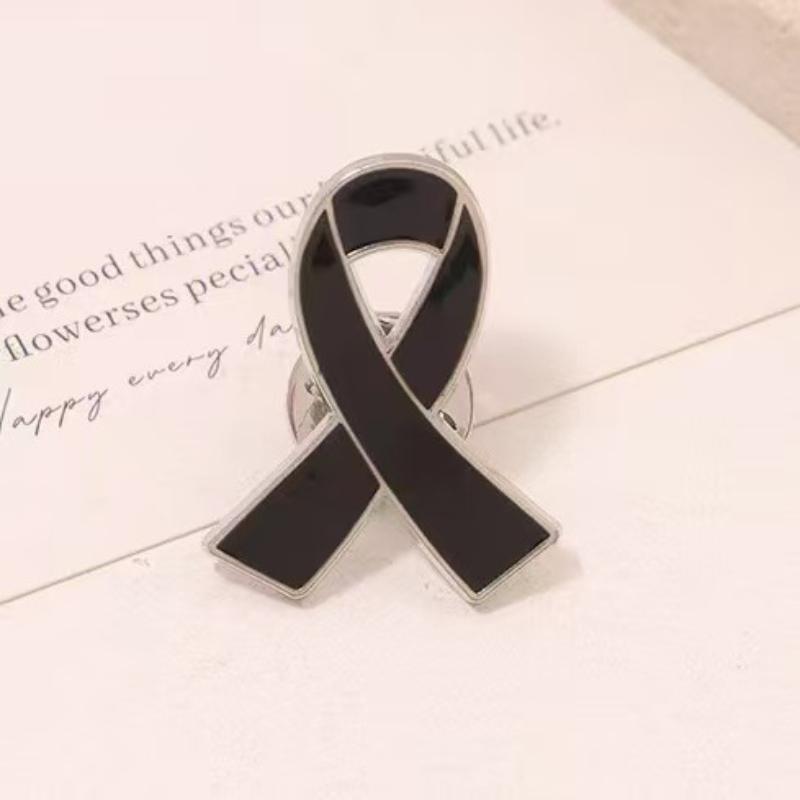 Remembrance Memorial Mourning Lung Cancer Emphysema Awareness Black Ribbon Pin Brooch Funeral Memorial Brooch Decorations