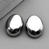 Stainless Steel Minimalist Smooth Oval Stud Earrings for Women Gold Color Hollow Ball Geometric Ear Studs Earring Jewelry Gift