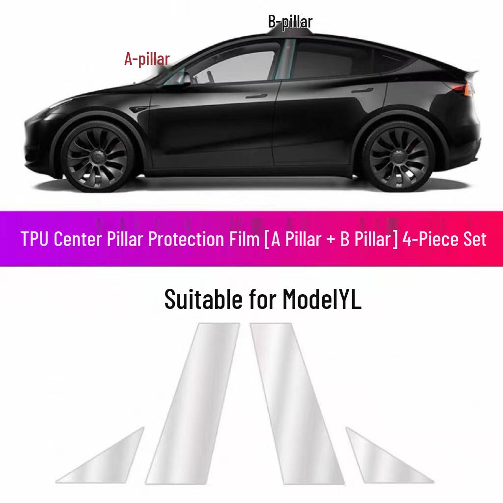 Tesla Model Y/3 Rear Door TPU Protective Film - Triangle Area, Anti-Transparent Glossy Black