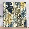 2pc Tropical Leaf Print Curtains, Polyester Fabric, Machine Washable, Suitable for Bedroom, Living Room, Office Decoration