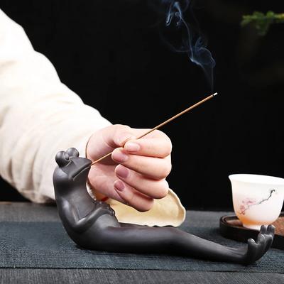 Frog Incense Stick Bracket Ceramic Igniter Ash Collector, Aromatherapy Yoga Incense Rack Frog Decoration