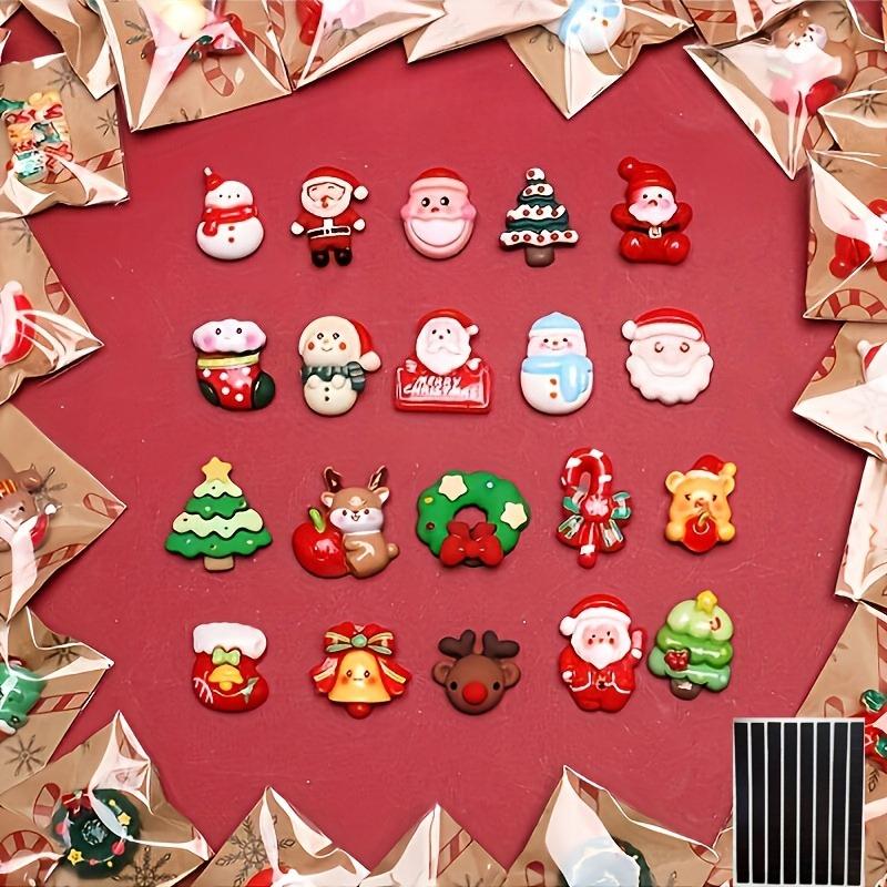 50pcs Mixed Resin Christmas Fridge Magnets, Santa Claus, Snowman, Christmas Tree Decorations In Various Styles for Gift.