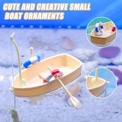 Dekorace do akvária Nádrž na ryby Krajina Vtipný model rybářské lodičky z plastu Sada simulovaných rybářských loděk pro domácí kancelář Akvárium