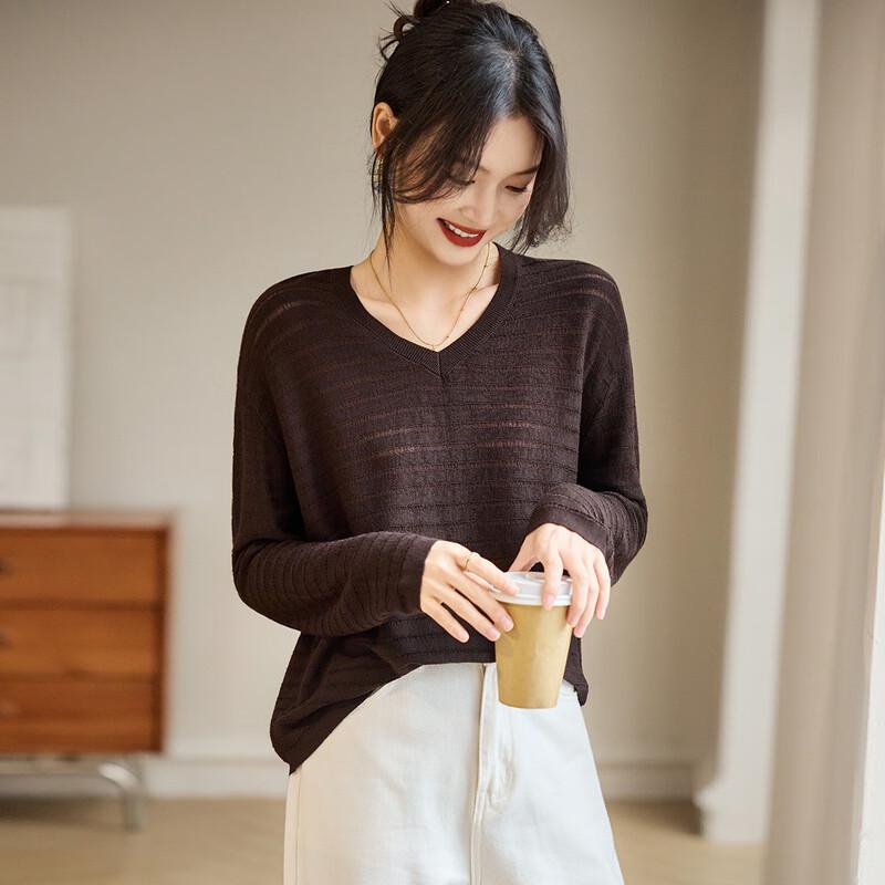 

Women s 100% Wool V-Neck Loose Knit Sweater XL