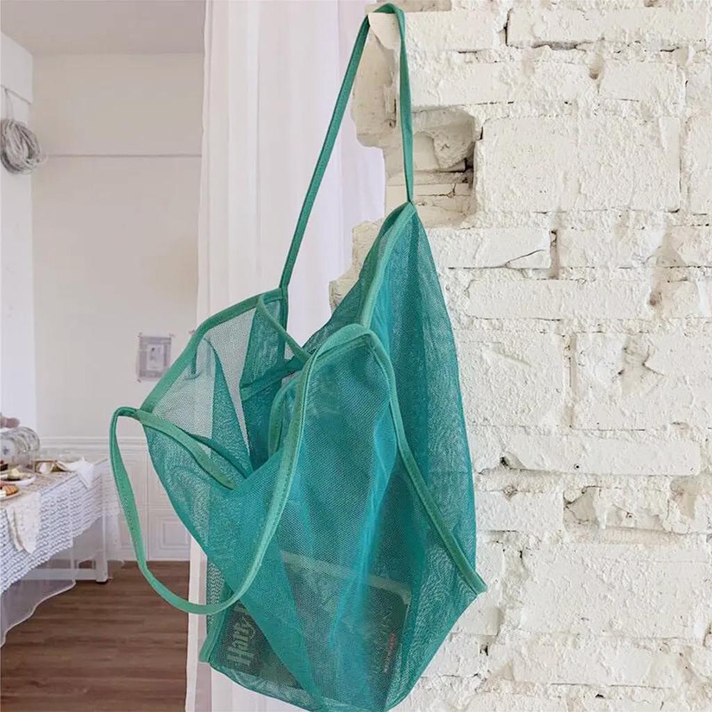 Mesh Hollow Out Tote Bag Women Trendy Women's Handbag Sandy Beach Shoulder Bag Large Capacity Canvas Shoping Girl Tote sac