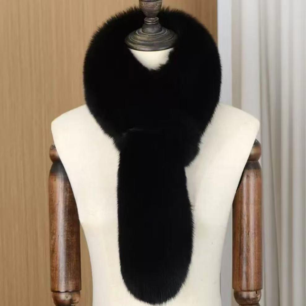Korean Style Double-Sided Fox Fur Scarf: Women's Plush, Warm, Versatile Winter Snood