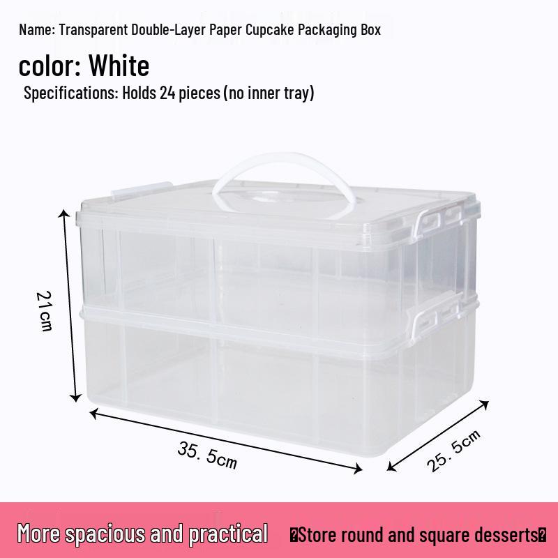 Transparent Cupcake Muffin Transport Box with Handle