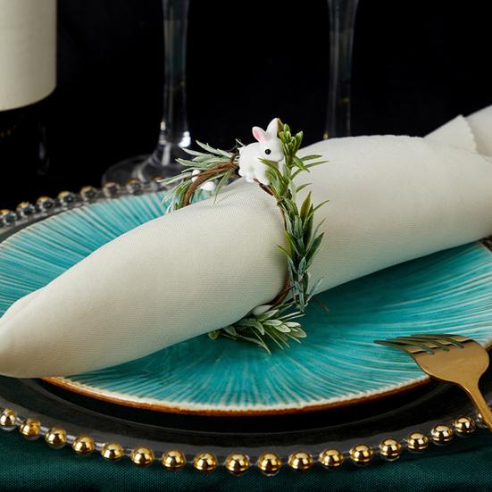 Easter Bunny Napkin Ring Spring Themed Napkin Holder Rabbit Ear Napkin Buckle Table Decorations for Dinner Party Banquet Events
