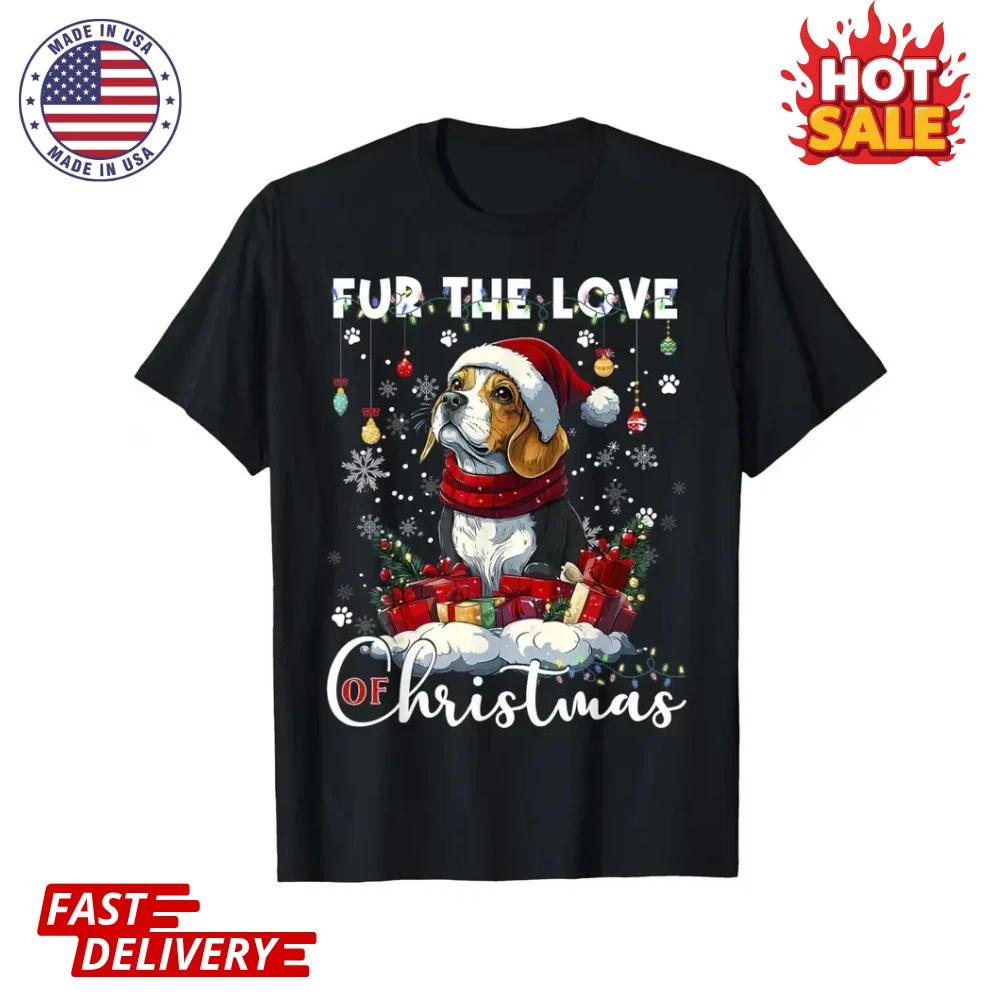 Beagle Christmas Tree Lights Decorations Dog Lover Xmas Men Inspired T shirt NEW 2XL