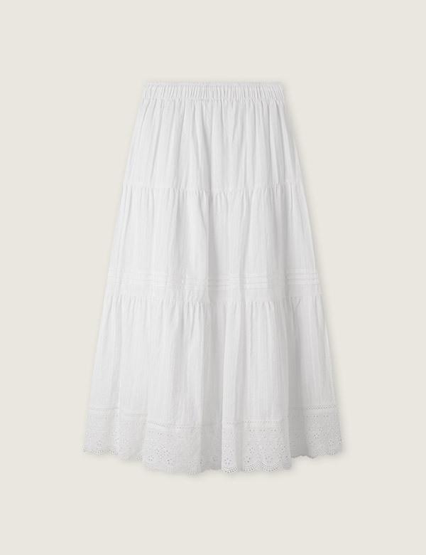 Roem Cotton Eyelet Elastic Long Skirt Rmwhg25R13