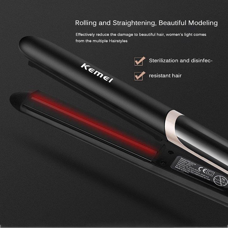 Buy JUNM Hair Straightener Curler DualUse Infrared Temperature Adjustment EU Plug at affordable