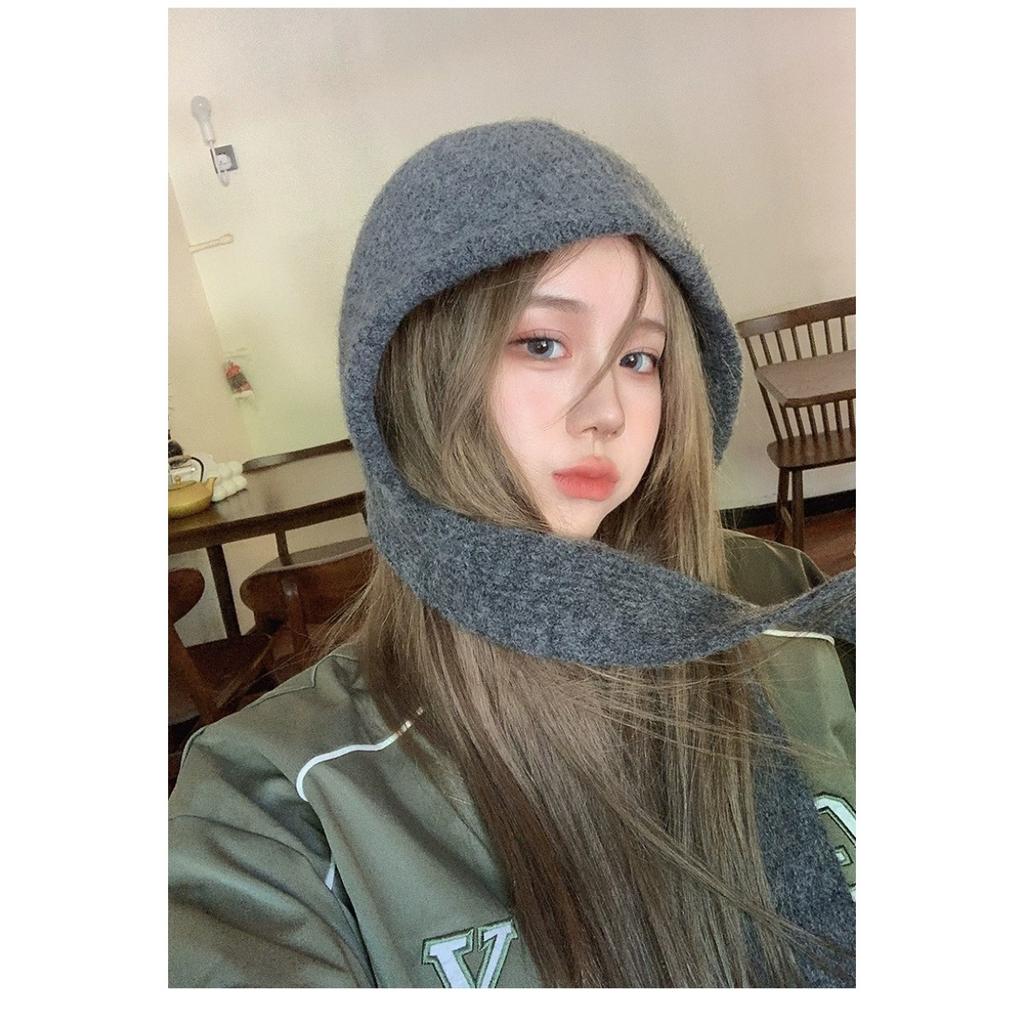 Knitted Little Red Riding Hood Warm Thickened Hat, One Piece Cold Resistant Knitted Hat, Women's Balaklaf Hat