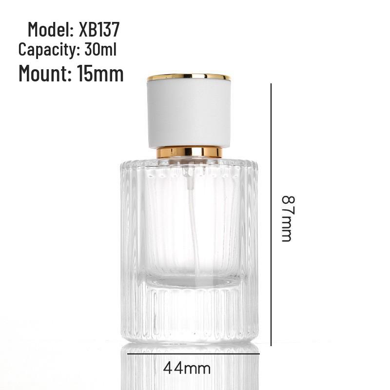 Classic Vertical Stripe Glass Perfume & Cosmetic Spray Bottle (30ml & 50ml), Refillable for Toner & Disinfectant 30ml