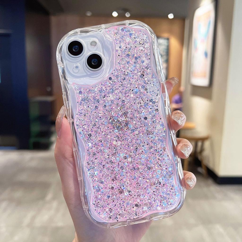 High flash silver powder cream shell is suitable for Apple 15/12pro mobile phone case iphone13 14 anti-drop XR78plusX