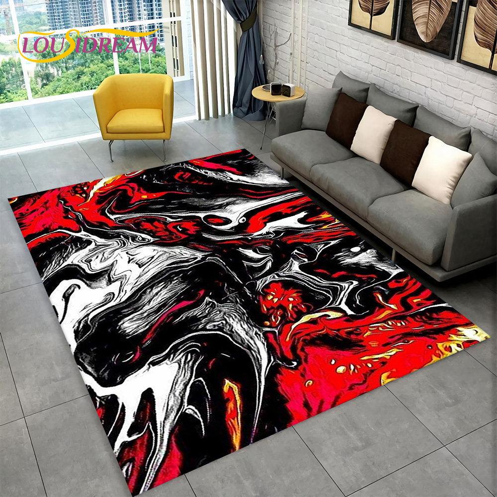 3D Volcano Lava Magma Area Rug Large,Carpet Rug for Living Room Bedroom Sofa Doormat Decoration,Kid Play Non-slip Floor Mat Gift