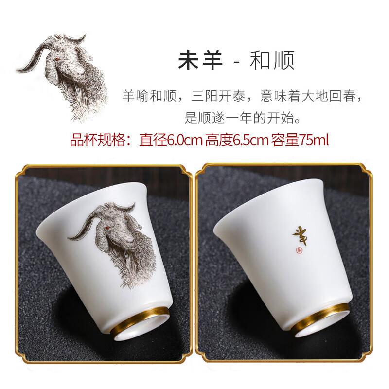 Chaxun Zodiac Jade Porcelain Tea Cup - Sheep