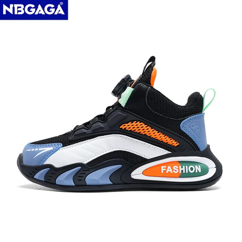 Mode Schwarze Jungen Basketballschuhe Outdoor Atmungsaktive Kinder Trainer Sport Tennisschuhe Rutschfeste Kinder Casual Schule Laufschuhe
