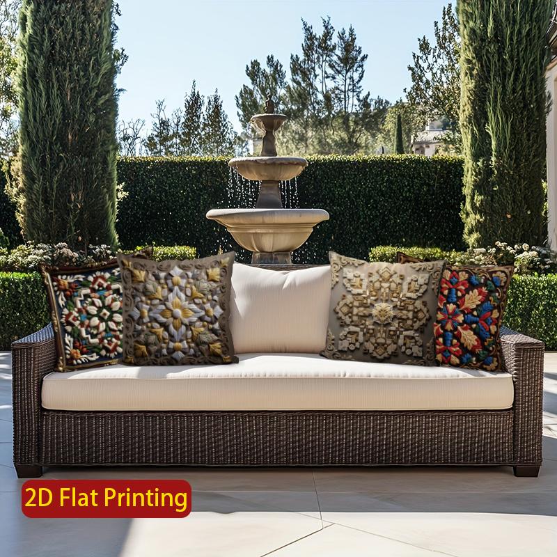 2D Intricate Floral Pattern Decorative Pillow Covers Pattern Cushion Cover Suitable For Sofa Bedroom Car Pillow Cover