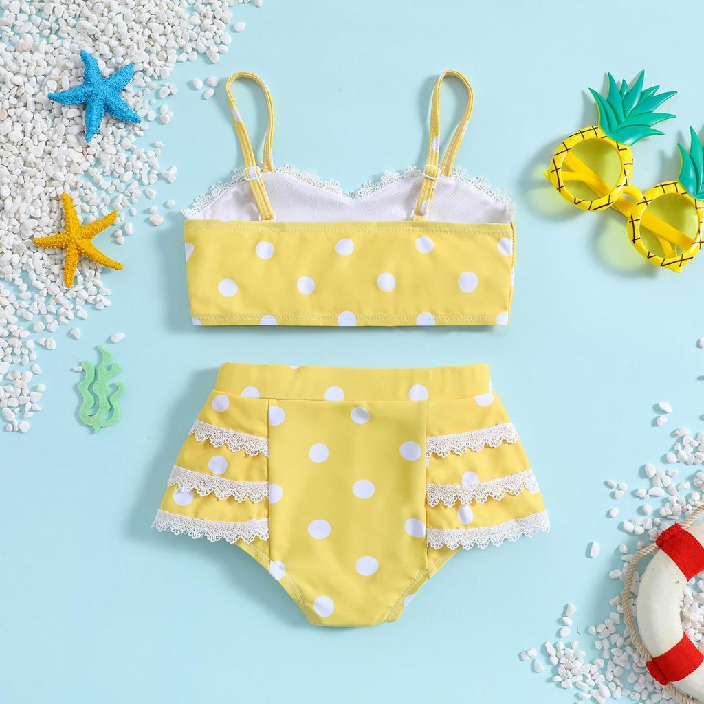 Polka Dot Halter Bikini for Girls - Two-Piece Swimsuit Set