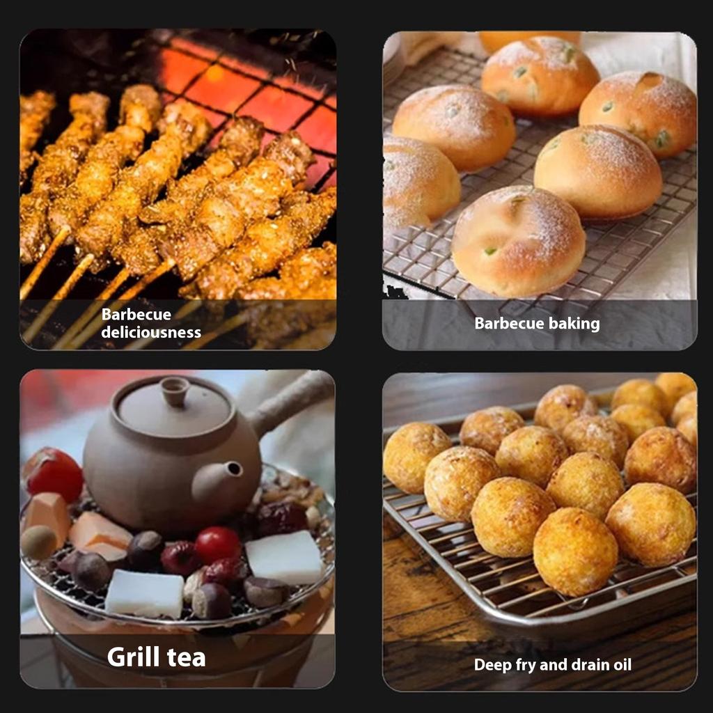 Barbecue Rack Multipurpose Round Stainless Steel Crossing Wire Steaming Cooling Barbecue Rack/Carbon Baking Net/Grill/Pan