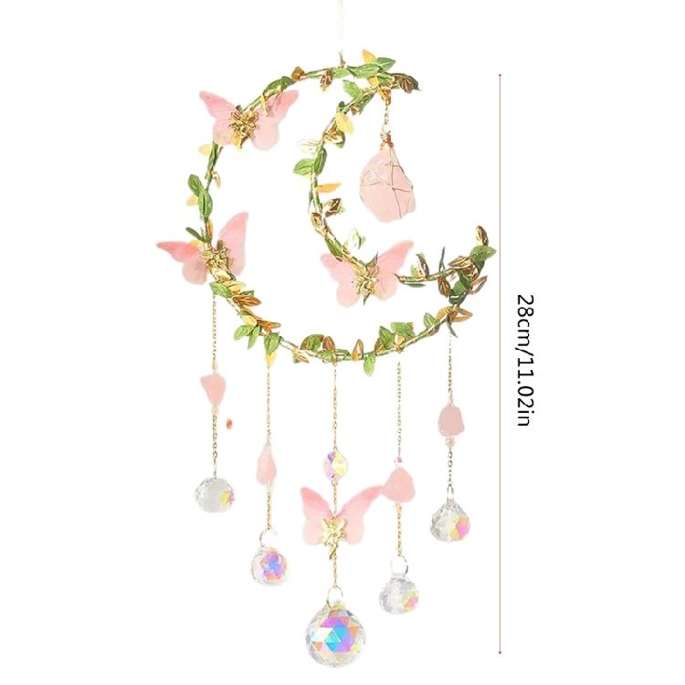 Crystal Sun Catcher with Butterfly and Moon Elements Decoration for Window Homes