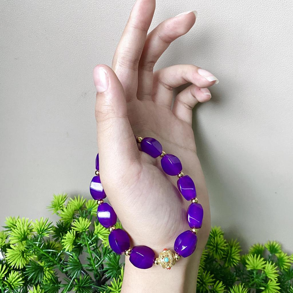 Qianjing Wanma Purple Agate Beaded Women's Bracelet - Custom DIY Twist Jewelry.