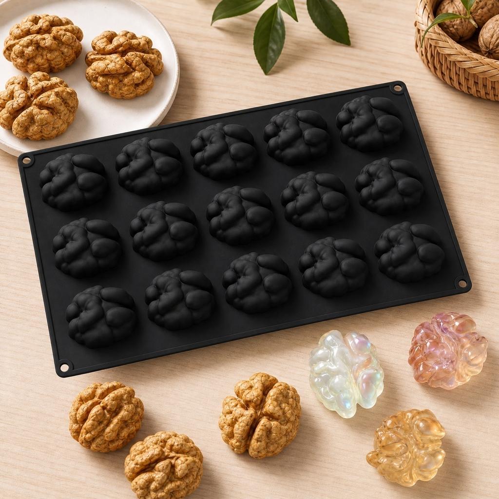 Walnut Food Grade Silicone - Single Cavity for , Baking, Resin , Soap, Candle Making, Non-Stick Easy Release