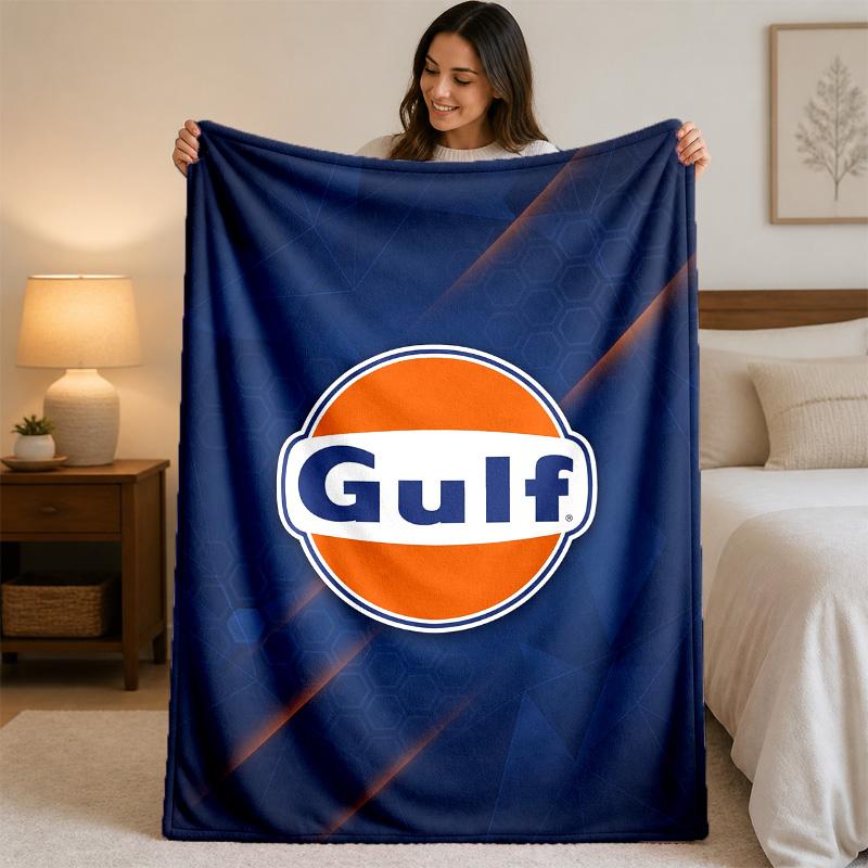 Gulf Print Flannel Blanket Cozy Lightweight Plush Throw Blanket For Bed Sofa Household Use